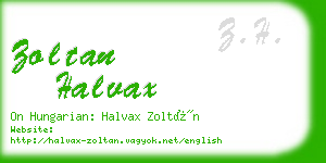 zoltan halvax business card